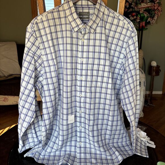 ENRO Non-Iron Dress Shirt Long Sleeve Button Up SIZE XL NEW TAGS PURPLE PLAID - Picture 3 of 6